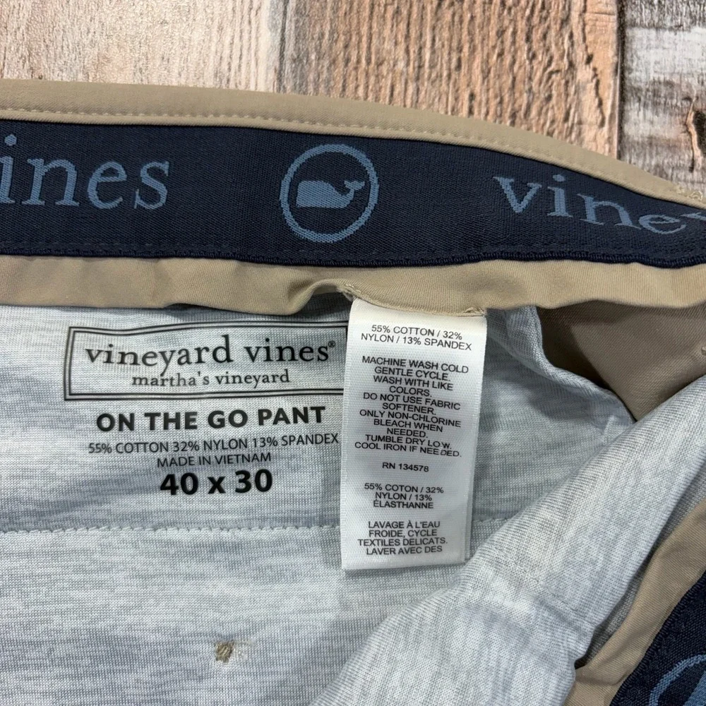 Vineyard Vines On The Go Pant Mens 40x26 Khaki Slim Stretch Performance Chino